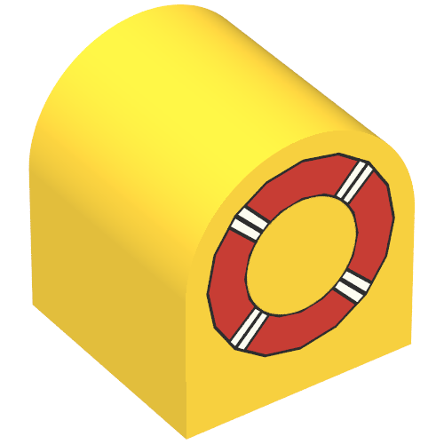 Duplo Brick 2 × 2 × 2 Curved Top with Life Preserver Print