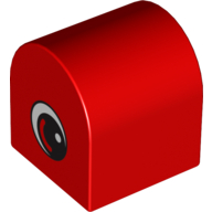 Duplo Brick 2 × 2 × 2 Curved Top with Eye with White on Two Sides Print Rot