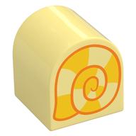 Duplo Brick 2 × 2 × 2 Curved Top with Yellow and Orange Snail House print Leuchtendes Hellgelb