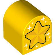 Duplo Brick 2 × 2 × 2 Curved Top with Stars Print Yellow