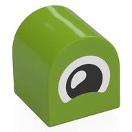 Duplo Brick 2 × 2 × 2 Curved Top with Squinting Eye print Limette