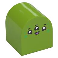 Duplo Brick 2 × 2 × 2 Curved Top with Alien Face with Three Eyes Print Limette