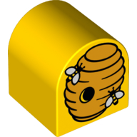 Duplo Brick 2 × 2 × 2 Curved Top with Beehive Print Yellow