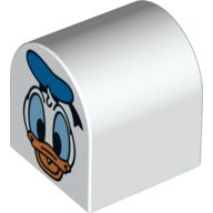 Duplo Brick 2 × 2 × 2 Curved Top with Donald Duck Print White