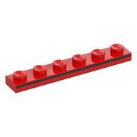 Plate 1 × 6 with Black Stripe on Side print Red