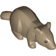 Animal, Rodent, Rat / Mouse with Black Eyes Print Dunkelbeige