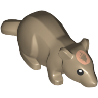 Animal, Rodent, Rat / Mouse with Black Eyes and Light Nougat Blaze Print (Scabbers) Dark Tan