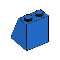 Brick Sloped 65° 2 × 2 × 2 Smooth without Bottom Tube Blue