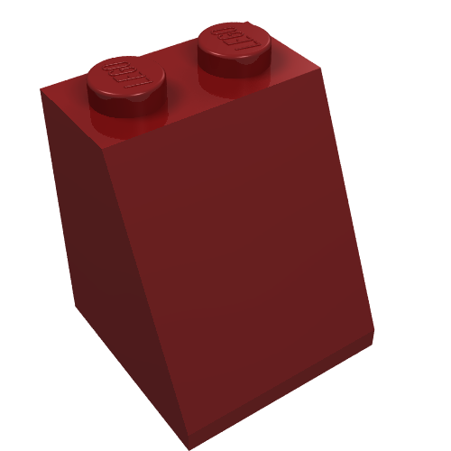 Brick Sloped 65° 2 × 2 × 2 Smooth without Bottom Tube Dark Red