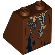 Brick Sloped 65° 2 × 2 × 2 with Rope Belt, Tatters, and Stitches Print Reddish Brown