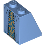 Brick Sloped 65° 2 × 2 × 2 with Bottom Tube and Gold Inset Skirt Mittelblau