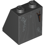 Brick Sloped 65° 2 × 2 × 2 with Bottom Tube with Bellatrix Lestrange Skirt Print Black