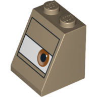 Brick Sloped 65° 2 × 2 × 2 with Bottom Tube and Eye, Brown in White Rectangle Print (Sarge) Dark Tan