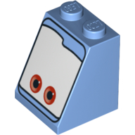 Brick Sloped 65° 2 × 2 × 2 with Bottom Tube and Eyes, Red on White Background Print (Guido) Medium Blue