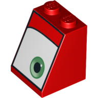 Brick Sloped 65° 2 × 2 × 2 with Bottom Tube and Eye, Green, Right Print (Mack) Rot