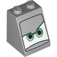 Brick Sloped 65° 2 × 2 × 2 with Eyes, Green on White Background Print in 
