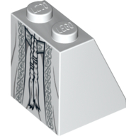 Brick Sloped 65° 2 × 2 × 2 with Bottom Tube with Robe with Ornate Silver Fabric, Belt and Tassels Print [10237] White