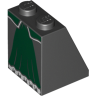 Brick Sloped 65° 2 × 2 × 2 with Dark Green Skirt Panel with White Trim Print in 