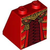 Brick Sloped 65° 2 × 2 × 2 Smooth without Bottom Tube and Robe, Dark Red Armor and Gold Belt, Chains and Pendants Print Red