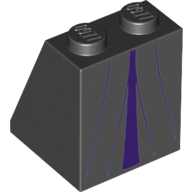 Brick Sloped 65° 2 × 2 × 2 with Bottom Tube - Robe with Dark Purple Inset and Folds print (Maleficent) Black