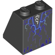 Brick Sloped 65° 2 × 2 × 2 with Dark Purple and Bright Light Blue Rock/Lightning and White Symbol Print in 
