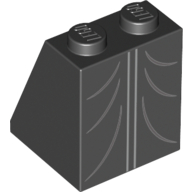 Brick Sloped 65° 2 × 2 × 2 with Bottom Tube with Silver Fold Lines Print Black