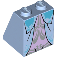 Brick Sloped 65° 2 × 2 × 2 with Layered Dress, Ornate Light Blue Trim, Lavender Middle Panel with Silver Trim Print in 