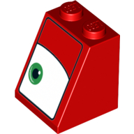 Brick Sloped 65° 2 × 2 × 2 with Bottom Tube and Eye, Green, Left Print Rot