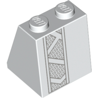 Brick Sloped 65° 2 × 2 × 2 with Bottom Tube with Robe, Light Bluish Gray Geometric Design Print (Jor-el) Weiß