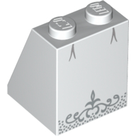 Brick Sloped 65° 2 × 2 × 2 with Wedding Dress with Silver Trim Print in 