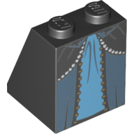 Brick Sloped 65° 2 × 2 × 2 with Bottom Tube with Layered Dress with Light Blue Skirt Print Schwarz