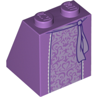 Brick Sloped 65° 2 × 2 × 2 with Bottom Tube with Lavender Embroidered Skirt and Belt Print Mittellavendel