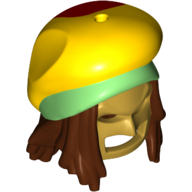 Hair and Hat, Mask Batman Cowl, Reggae print Gelb