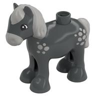 Duplo Animal Horse/Foal with Small Light Bluish Gray Spots, Mane & Tail Print Dunkelblaugrau