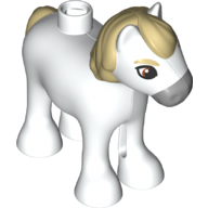 Duplo Animal Horse/Foal with Light Bluish Grey Nose, Tan Manes Weiß
