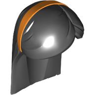 Hair Long Straight with Bangs, and Orange Band Print Schwarz
