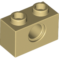 Technic Stein 1 × 2 [1 Pinloch] Beige