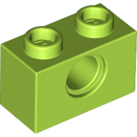 Technic Brick 1 × 2 [1 Pin Hole] Lime