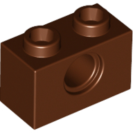 Technic Brick 1 × 2 [1 Pin Hole] Reddish Brown