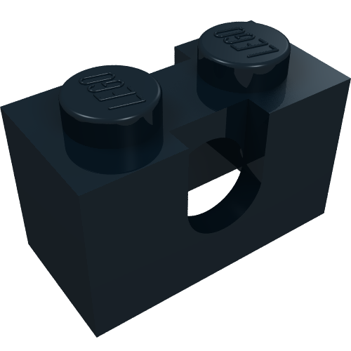 Technic Stein 1 × 2 mit Loch Typ II Schwarz