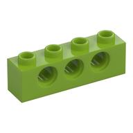 Technic Brick 1 × 4 [3 Pin Holes] Lime