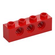 Technic Stein 1 × 4 [3 Pinlöcher] Rot