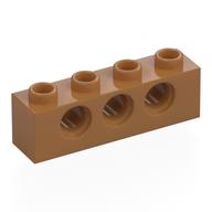 Technic Stein 1 × 4 [3 Pinlöcher] Mittelnougat
