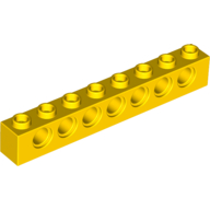 Technic Brick 1 × 8 [7 Pin Holes] Yellow