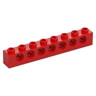 Technic Stein 1 × 8 [7 Pinlöcher] Rot