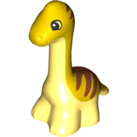 Duplo Dinosaur Diplodocus Baby with Dark Orange Stripes Leuchtendes Hellgelb