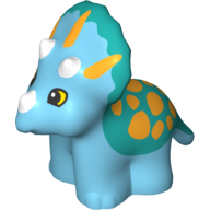 Duplo Dinosaur Triceratops Baby with Bright Light Orange Spots Print Medium Azure