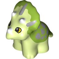 Duplo Dinosaur Triceratops Baby with Lime Back and Light Bluish Gray Spots Print Gelbgrün