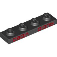 Plate 1 × 4 with Upside-down 'AUDIO' and 'VIDEO' Print Black