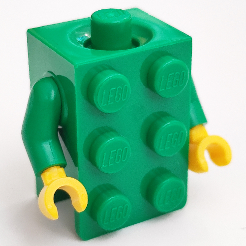 Minifig Torso Brick Suit with Yellow Hands Grün